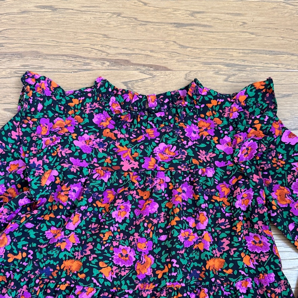 Make My Day Black Ditsy Floral L/S Babydoll Dress - Picture 9 of 16